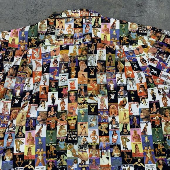 Playboy Shirt Men Size Large All Over Collage Cover Magazine Centerfold - Picture 13 of 14